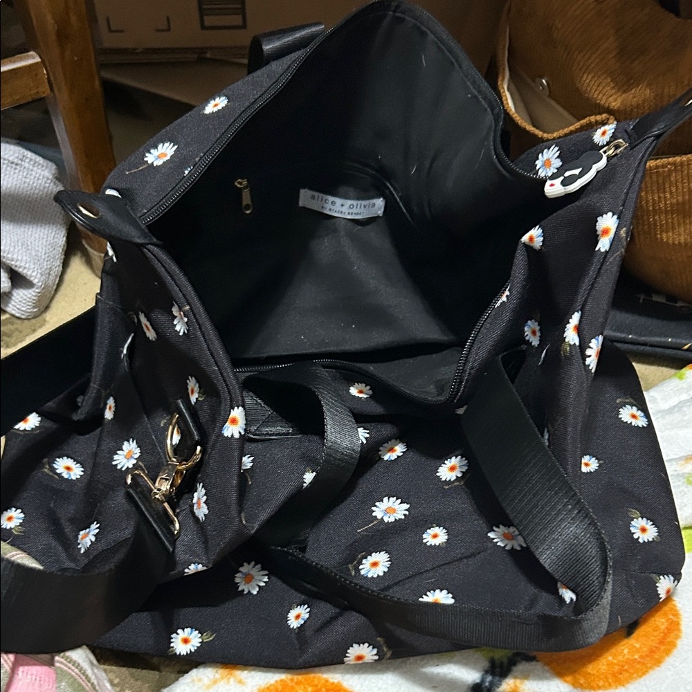 Alice + Olivia Black Daisy Print Tote
